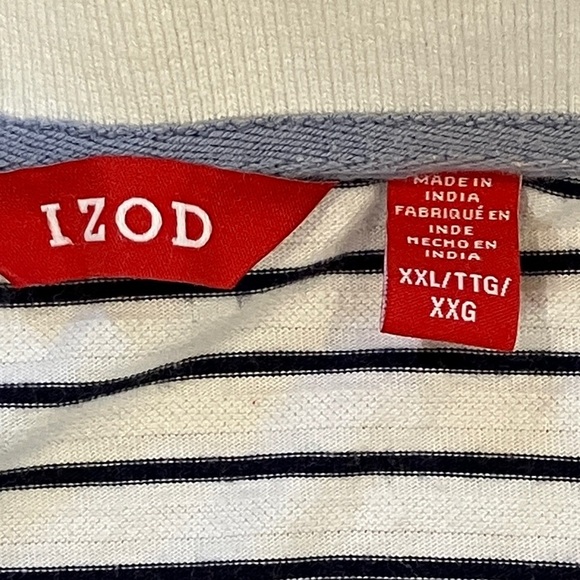 Izod men’s XXL Navy and White Striped short sleeve cotton Polo - Picture 2 of 11
